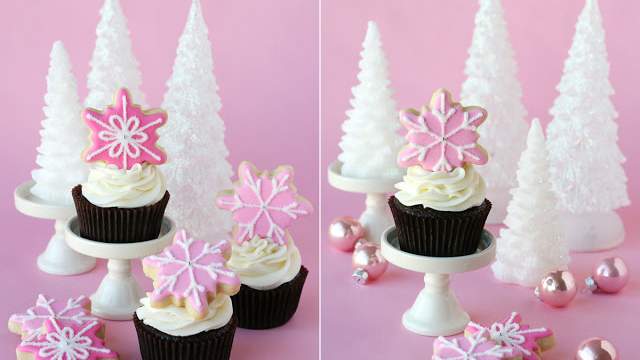 Pink Snowflake Cupcakes - Glorious Treats
